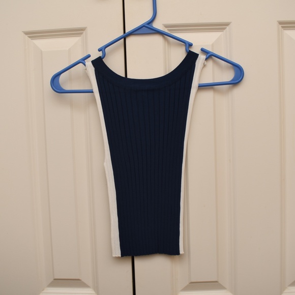Blue/White Ribbed Tank Top - Picture 3 of 8